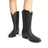 DAMEN WESTERN STIEFEL MIT BLOCKABSATZ – SLIP-ON MID-CALF BOOTS MODISCHE DAMENSTIEFEL